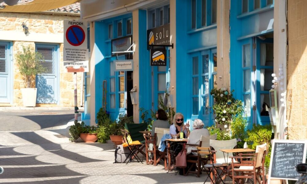 People-at-outdoor-cafe-terrace-during-covid-19-pandemic-Nicosia-Cyrpus